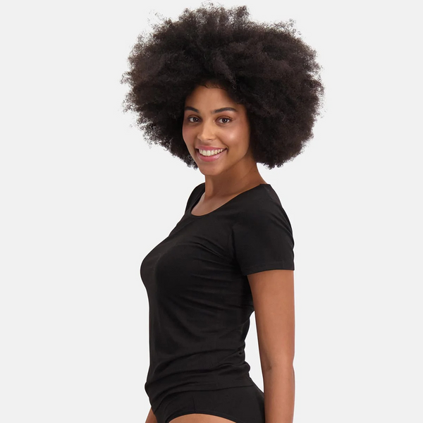 Kate Bambus-T-Shirt Rundhalsausschnitt - schwarz 2er Pack