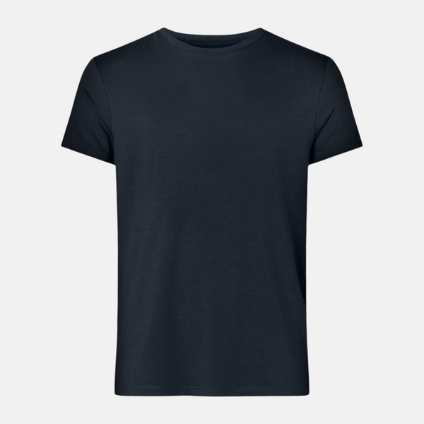Marineblaues Bambus-T-Shirt mit Rundhalsausschnitt