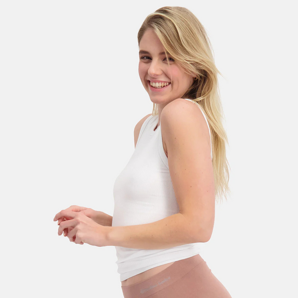 Fluss Rippe Bambus Tank Top - weiß 2er Pack