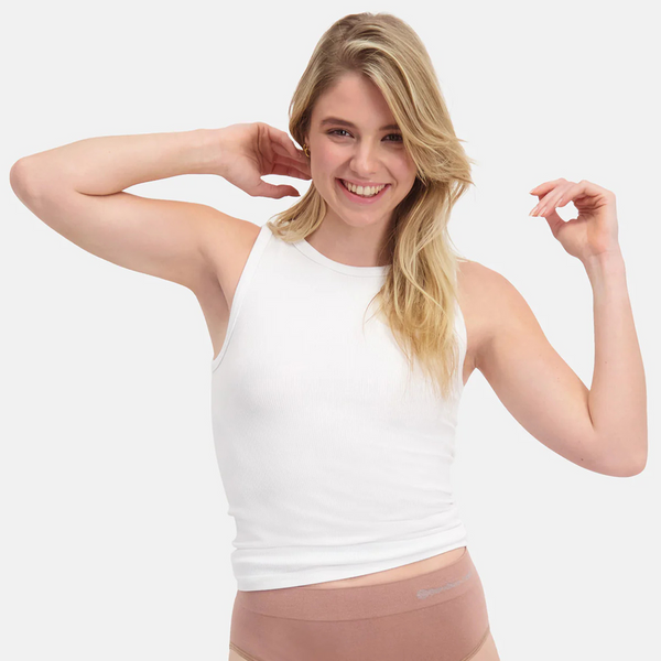 Fluss Rippe Bambus Tank Top - weiß 2er Pack