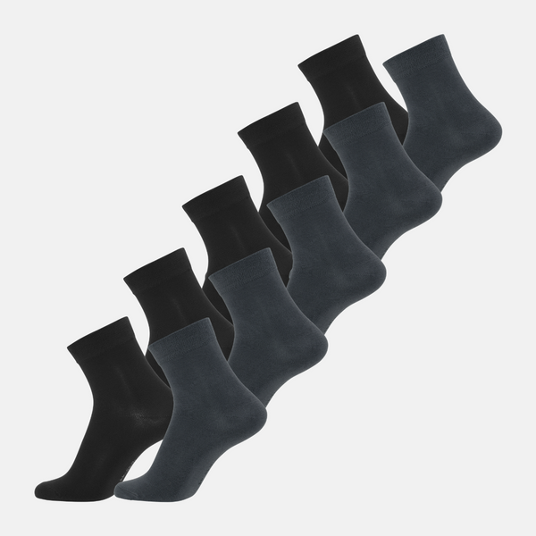 10 Pairs Bamboo Socks Low Cut - Black/Dark Grey