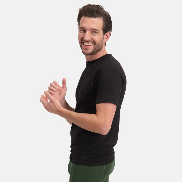 Ruben Bambus T-Shirt mit Rundhalsausschnitt - schwarz 2er Pack