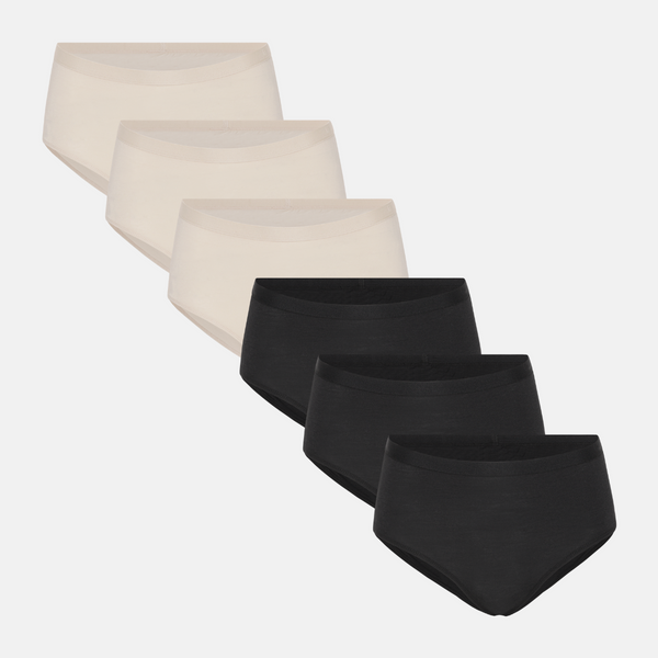 Maxi Panties 6 Pack - Black/Cream
