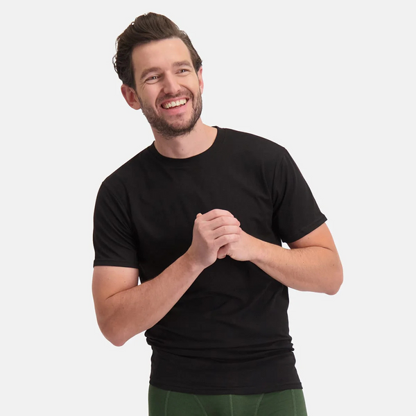 Ruben Bambus T-Shirt mit Rundhalsausschnitt - schwarz 2er Pack