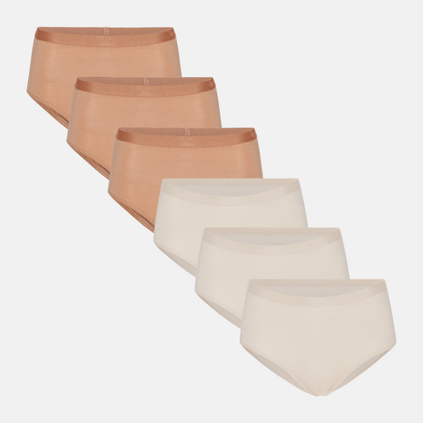 6er-Pack Bambus-Maxislips hellbraun/creme