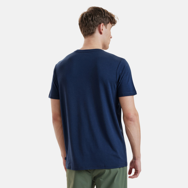 Marineblaues Bambus-T-Shirt mit Rundhalsausschnitt