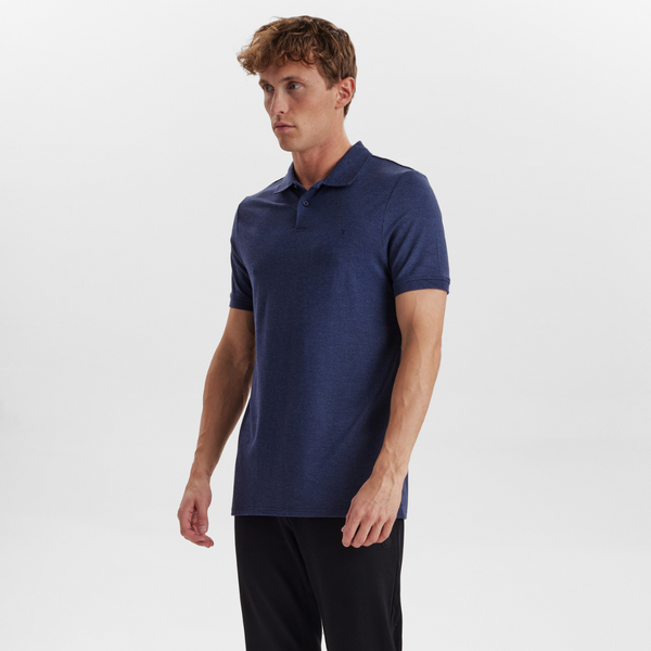 Marineblaues Piqué-Bambus-Poloshirt