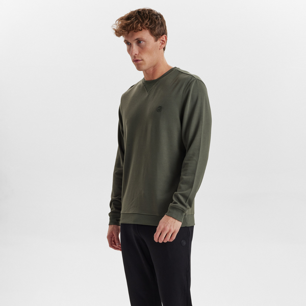 Dunkelgrünes Bambus-Sweatshirt mit Abzeichen