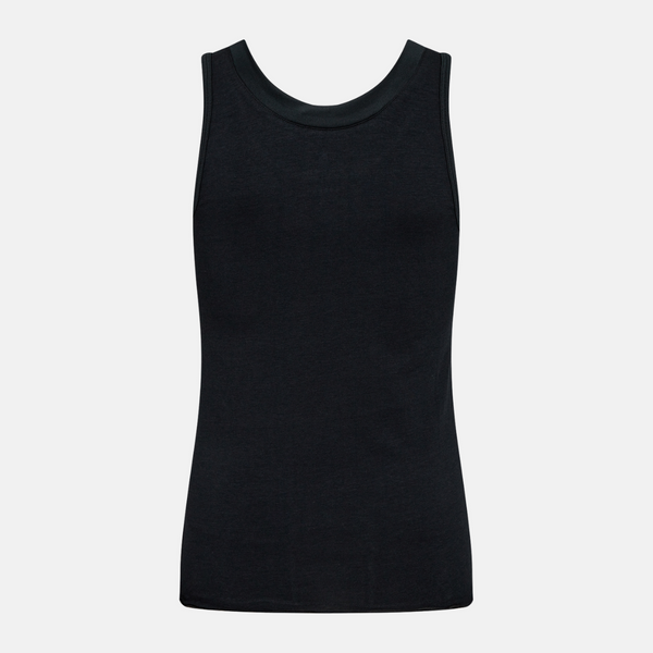 Schwarzes Bambus-Tanktop mit femininen Details