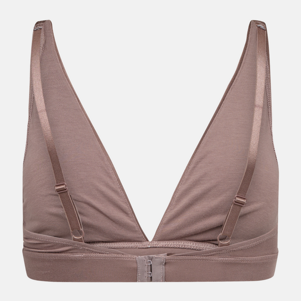 Taupefarbener Triangel-BH aus Bambus mit femininen Details