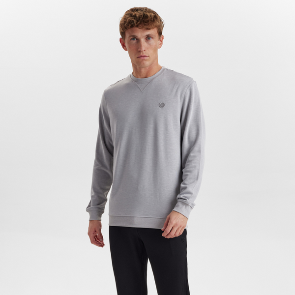 Hellgraues Bambus-Sweatshirt mit Abzeichen