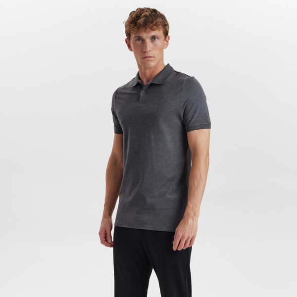 Dunkelgraues Piqué-Bambus-Poloshirt
