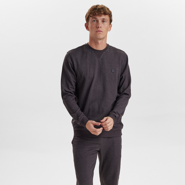 Dunkelgraues Bambus-Sweatshirt mit Abzeichen