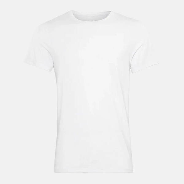 2 weißes, schmal geschnittenes Bambus-T-Shirt mit Rundhalsausschnitt