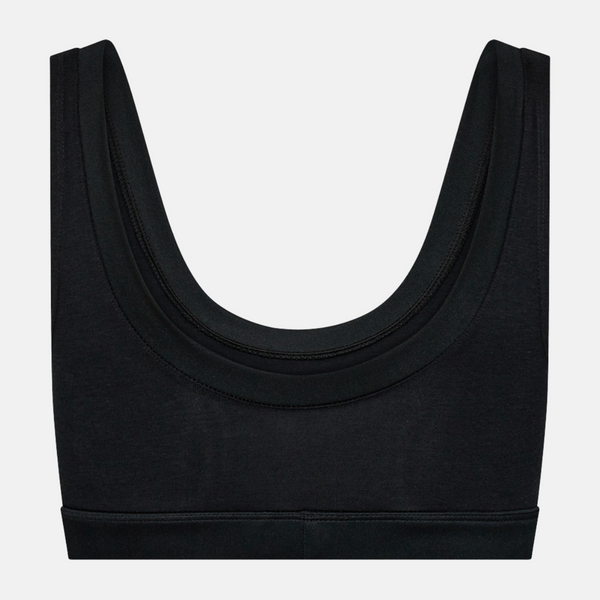 Schwarzes Bambus-BH-Top mit femininen Details