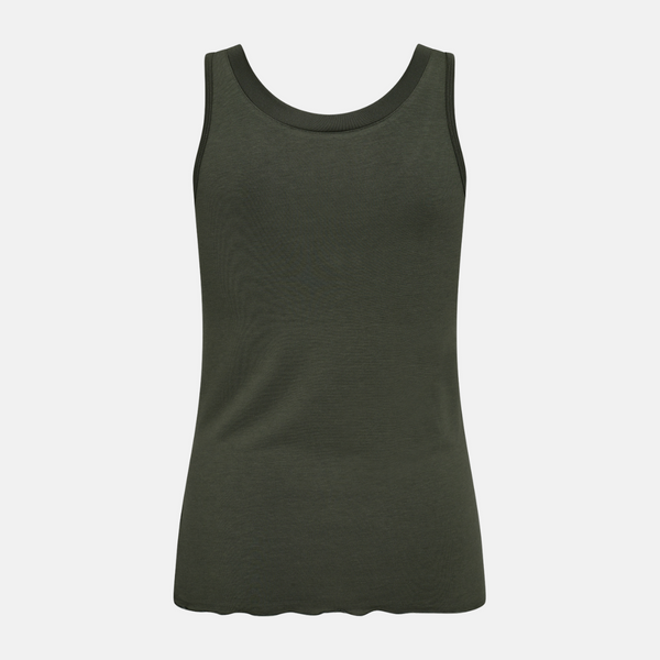 Grünes Bambus-Tanktop mit femininen Details
