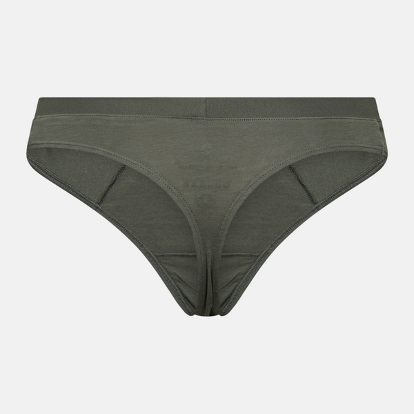 Grüner Bambus-Tanga-Slip mit femininen Details