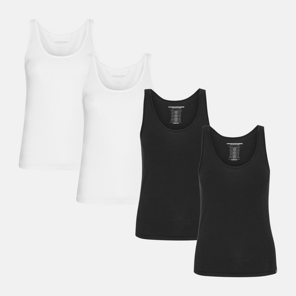4er-Pack Bambus-Oberteile schwarz/weiß