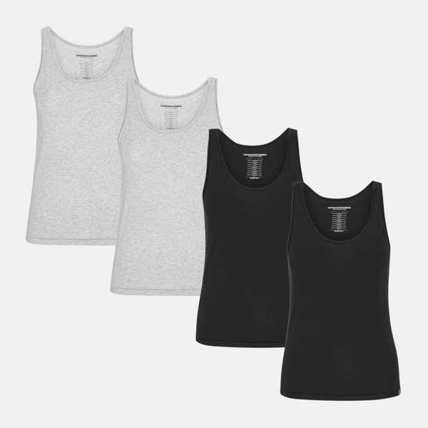 4er-Pack Bambus-Oberteile schwarz/grau