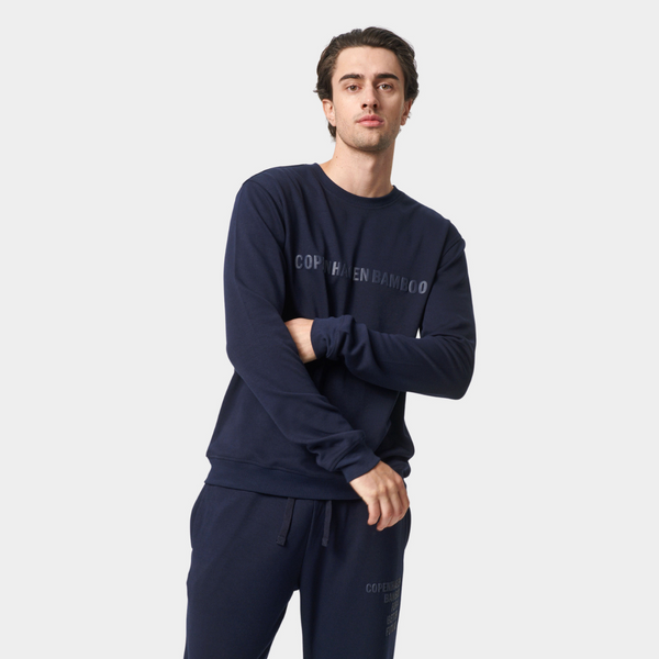 Marineblaues Bambus-Sweatshirt mit Logo