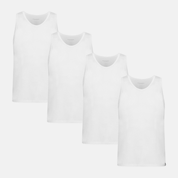 4er Pack weißes Bambus-Tanktop