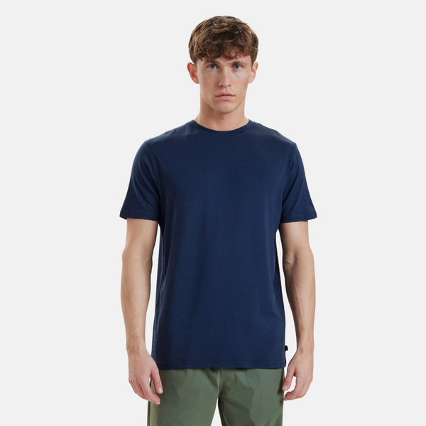 Marineblaues Bambus-T-Shirt mit Rundhalsausschnitt