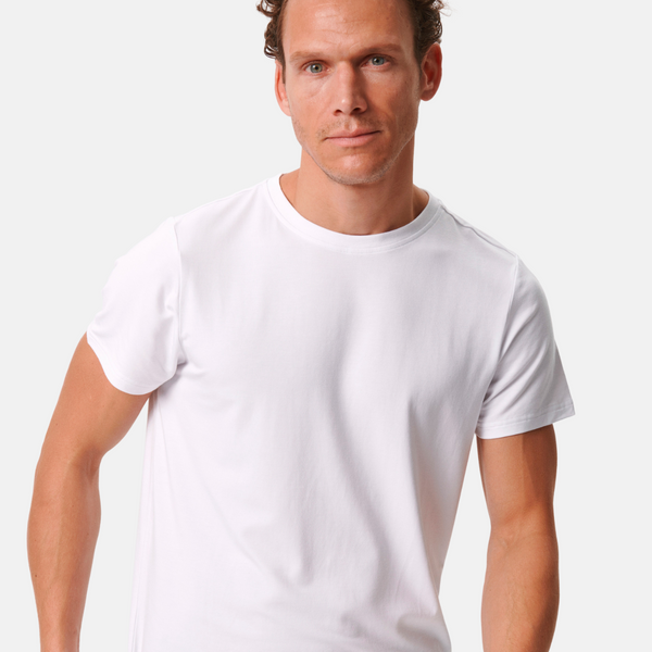 Weißes Bambus-T-Shirt mit Rundhalsausschnitt