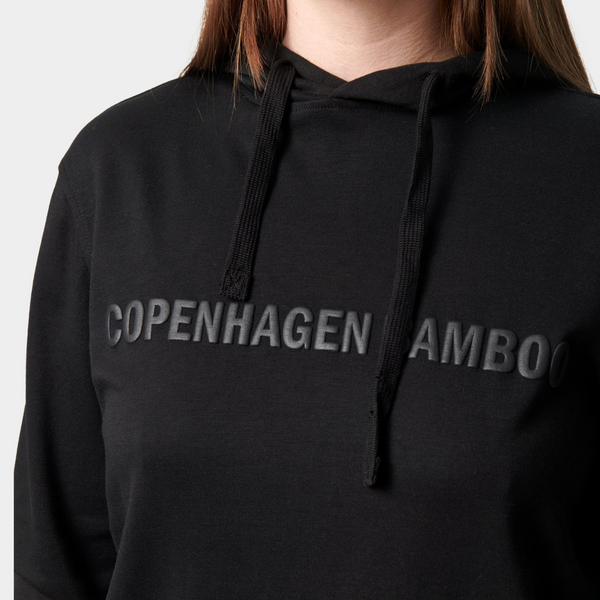 Schwarzer Bambus-Kapuzen-Jogginganzug mit Logo