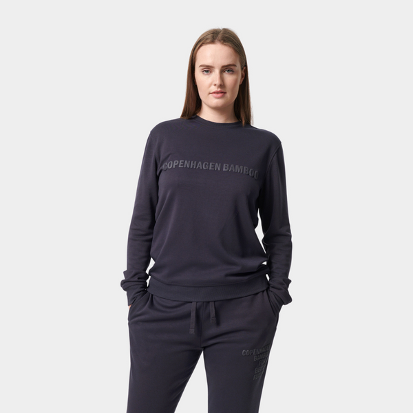 Dunkelgraues Sweatshirt aus Bambus mit Logo