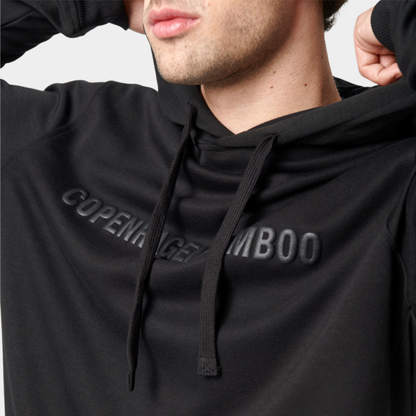 Schwarzer Bambus-Kapuzen-Jogginganzug mit Logo