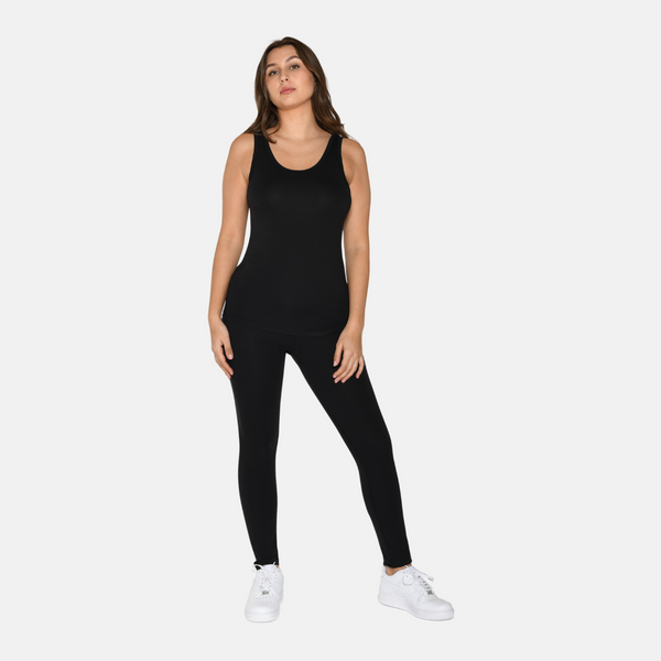 2er-Pack Bambus-Tank-Top in Rippe - Schwarz