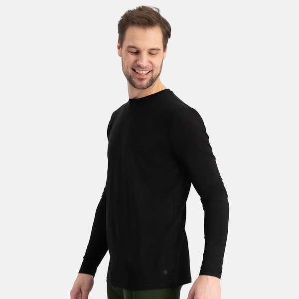 Ralph Bambus Langarm-T-Shirt mit Rundhalsausschnitt - schwarz 2er Pack