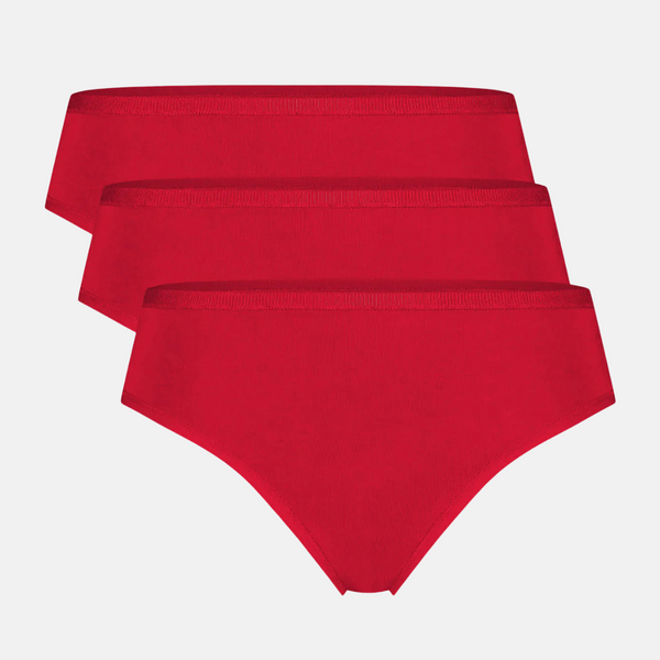 Lola Bambus G-String Slip mit schmalem Gummibund - rot 3er Pack
