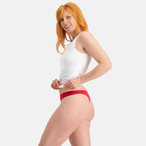 Lola Bambus G-String Slip mit schmalem Gummibund - rot 3er Pack