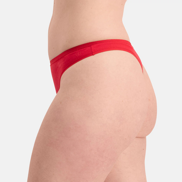 Lola Bambus G-String Slip mit schmalem Gummibund - rot 3er Pack