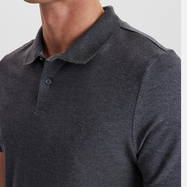 Dunkelgraues Piqué-Bambus-Poloshirt
