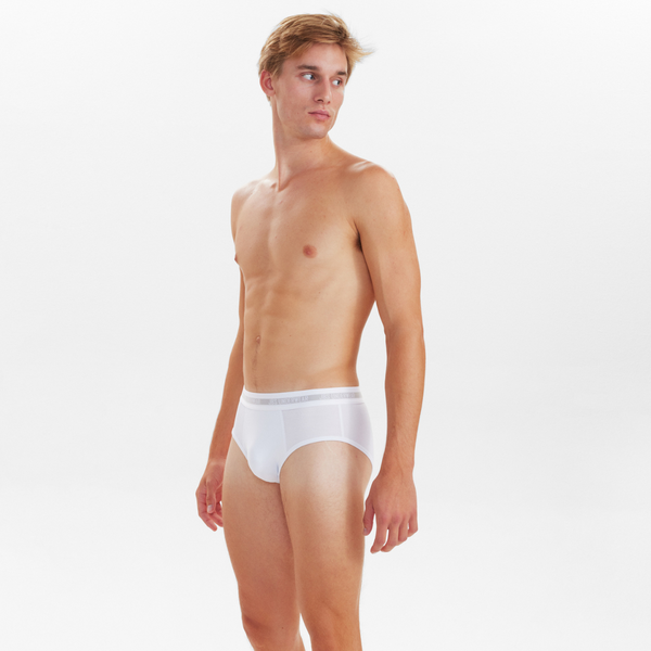 3 Paar weiße Herren-Slips aus Bambus