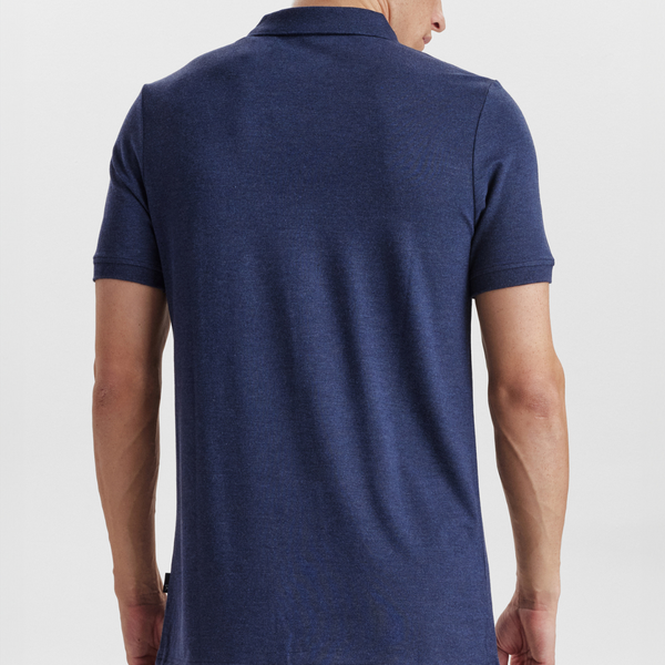 Marineblaues Piqué-Bambus-Poloshirt
