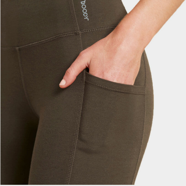Olivgrüne Bambus-Trainingsshorts mit hoher Taille 5"