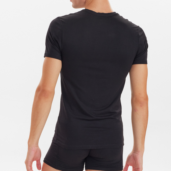 2 schwarzes schmal geschnittenes Bambus-T-Shirt mit V-Ausschnitt