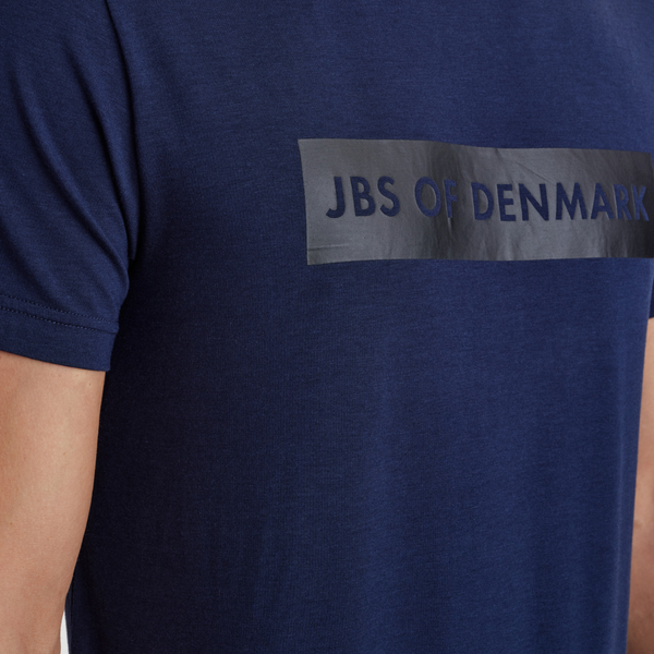 Marineblaues Bambus-T-Shirt mit Rundhalsausschnitt und Aufdruck