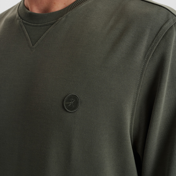 Dunkelgrünes Bambus-Sweatshirt mit Abzeichen