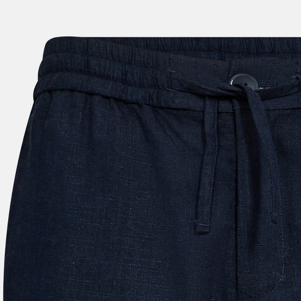 Marineblaue Shorts aus Bambus und Leinen