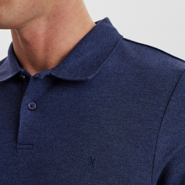 Marineblaues Piqué-Bambus-Poloshirt