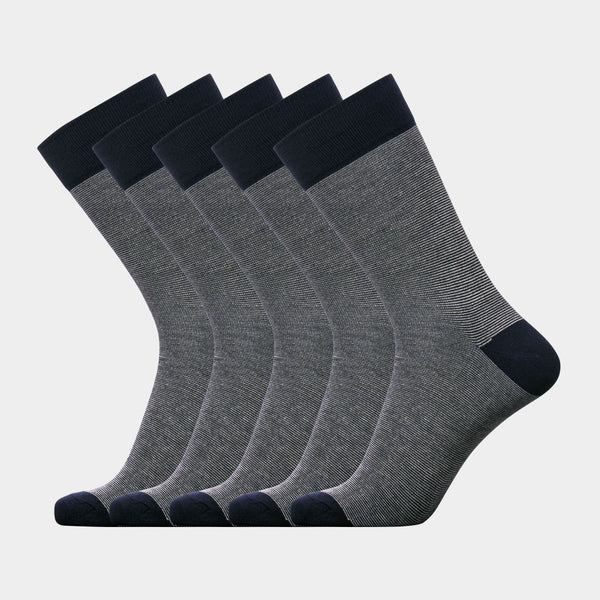 5 Paar Socken aus Bambus, marineblau gestreift