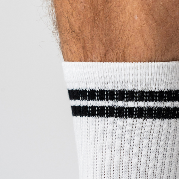 6 Paar Bambus-Tennissocken weiß mit schwarzen Streifen/navy mit weißen Streifen