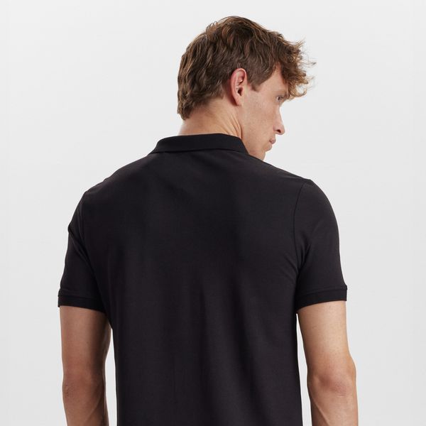 Schwarzes Piqué-Bambus-Poloshirt