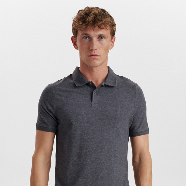 Dunkelgraues Piqué-Bambus-Poloshirt