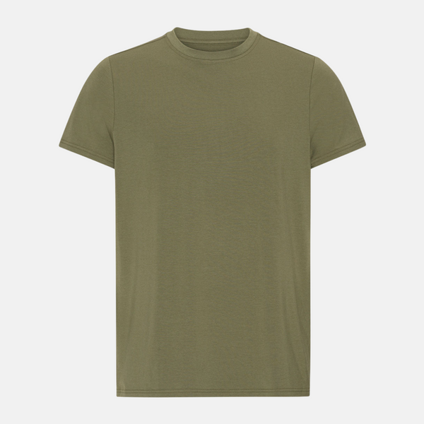 Bambus-T-Shirt mit Rundhalsausschnitt in Oliv