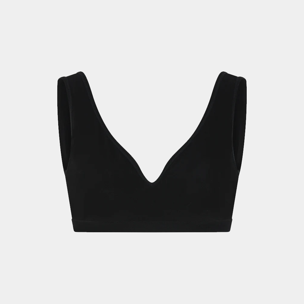 Black bra top in bamboo with wide straps